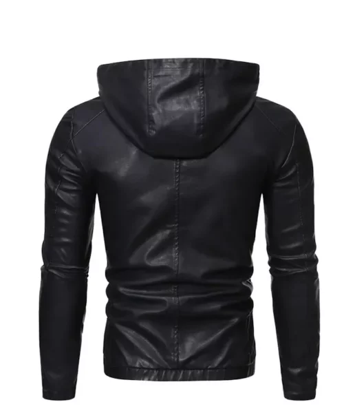 Crossett hooded leather Jacket Black