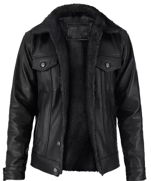 Drayton Sherpa Leather Jacket Black