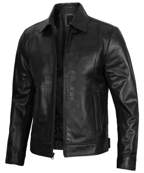 Harrington Leather Jacket Black
