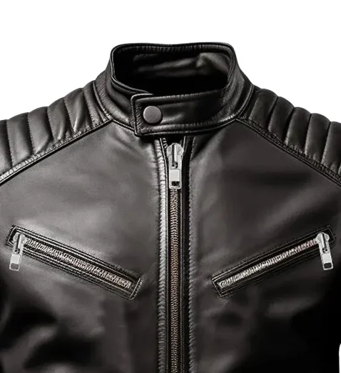 Harvey Cafe Racer Leather Jacket Black