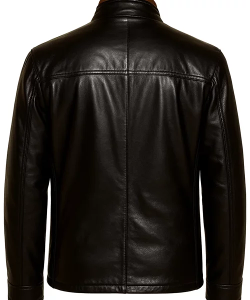 Leather Double Collar Coat Style Jacket