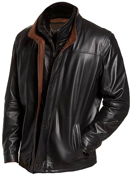 Leather Double Collar Coat Style Jacket