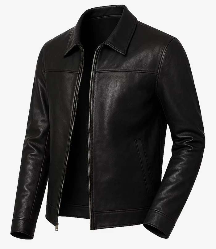 Mark Harrington Black Lambskin Leather Jacket For Mens