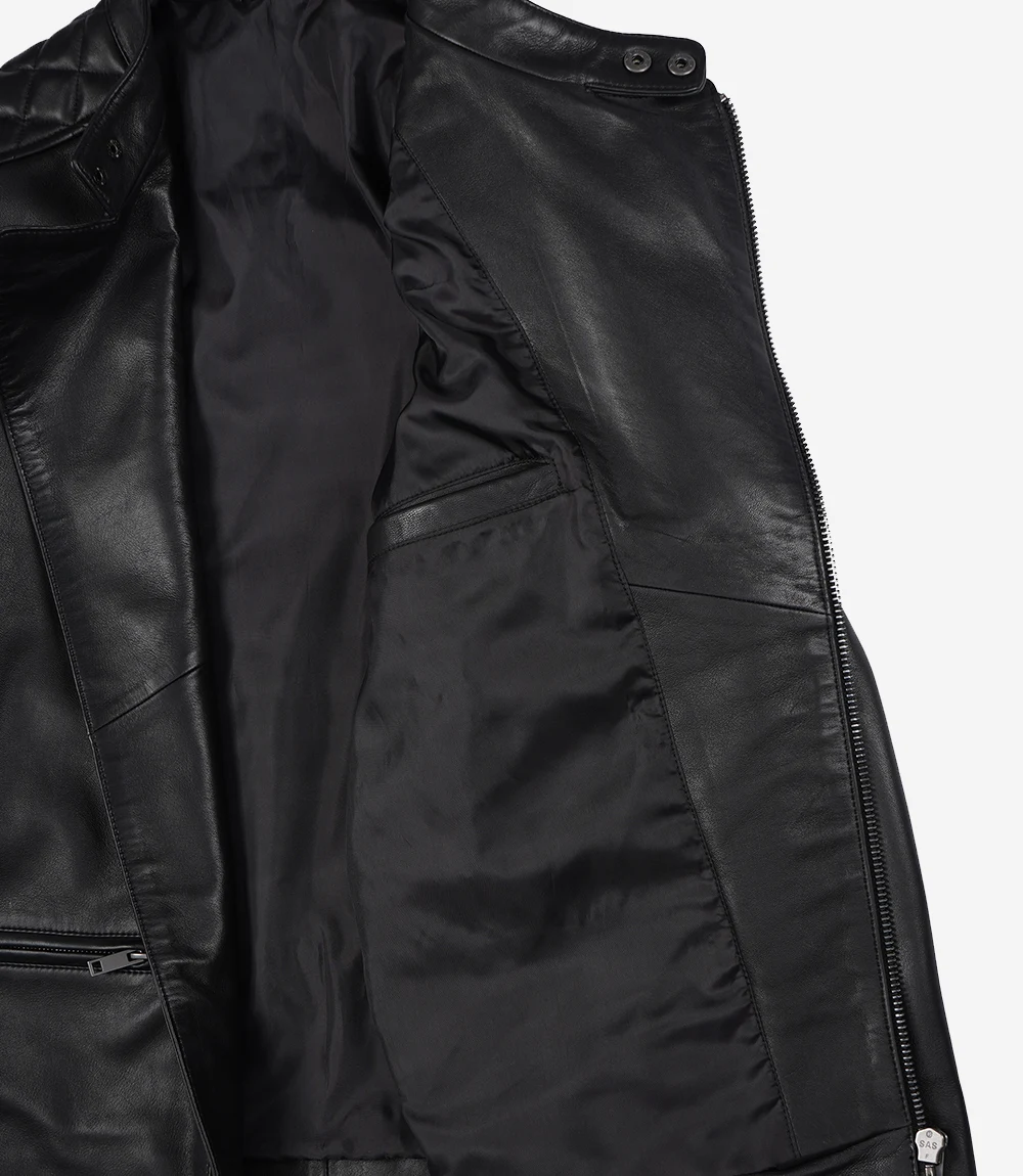 Asymmetrical Quilted Biker Leather Jacket