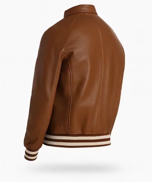 Dark Brown Leather Varsity Jacket