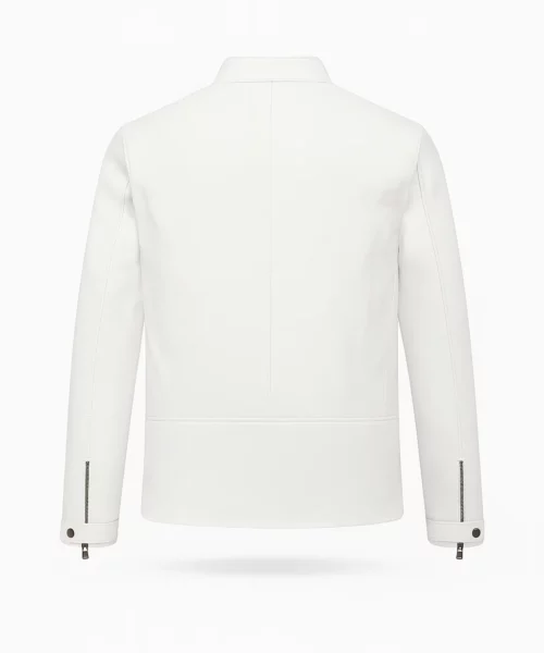 Slim Fit White Biker Leather Jacket