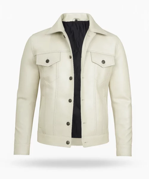 Off White Real Leather Trucker Jacket