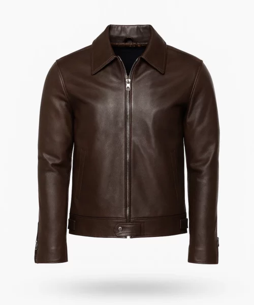 Dark Brown Leather Varsity Jacket