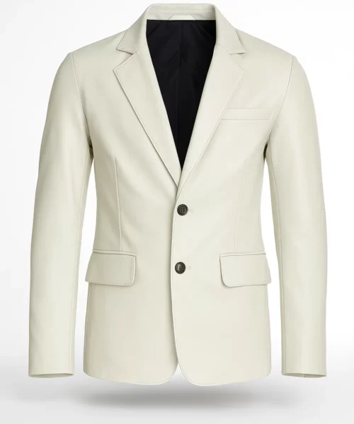 Real Leather Blazer Jacket Cream