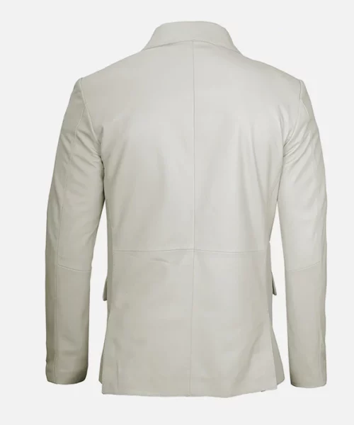 Real Leather Blazer Jacket Cream