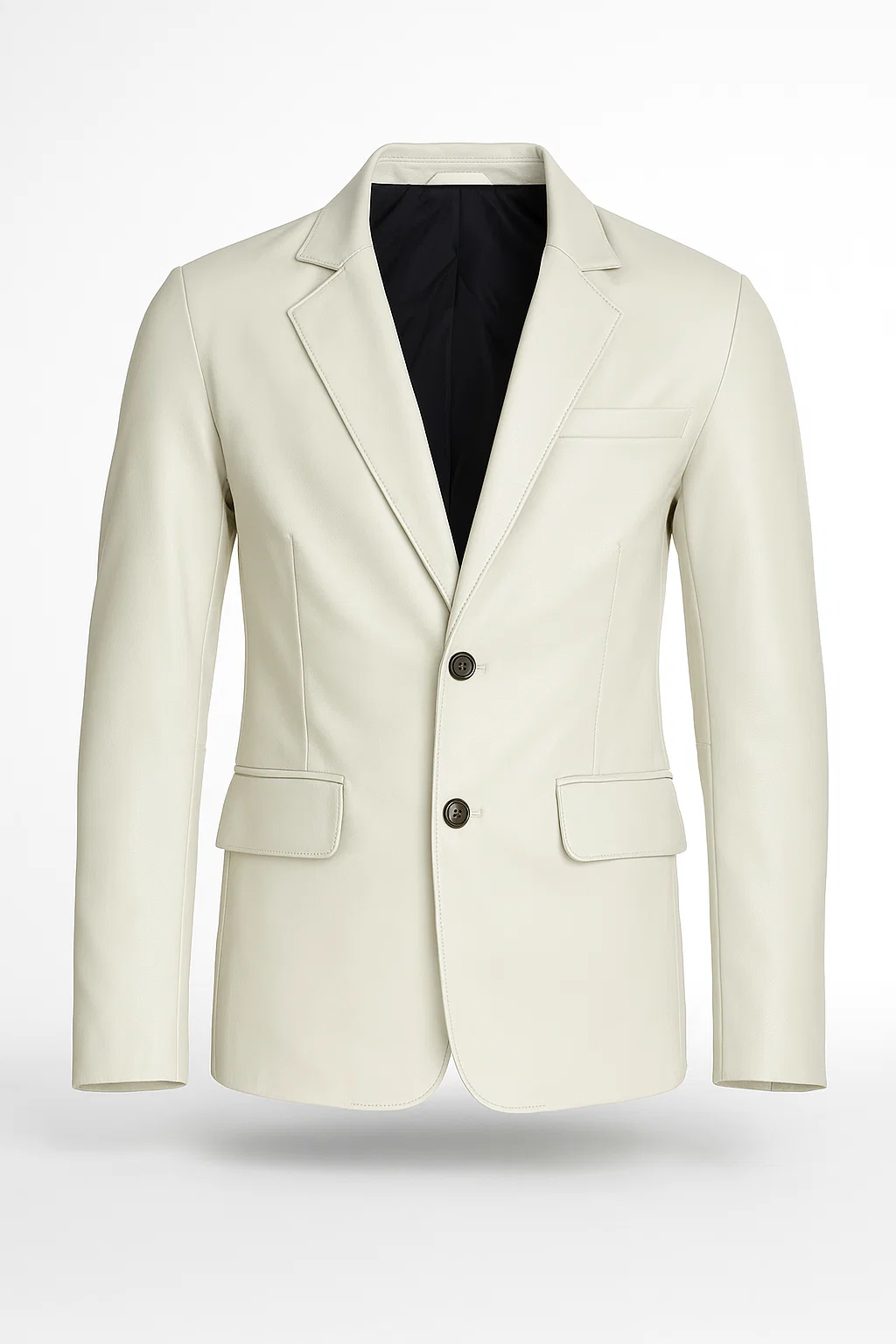 Real Leather Blazer Jacket Cream