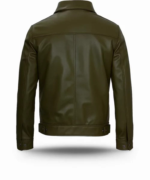 Real Leather Olive Green Harrington Jacket