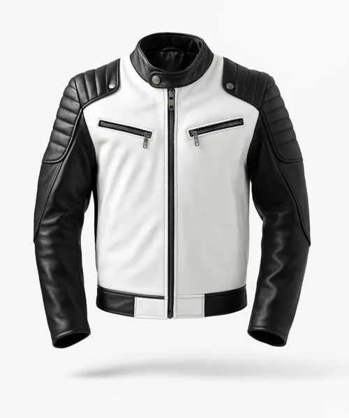 Sportage Racer Leather Jacket Black and White