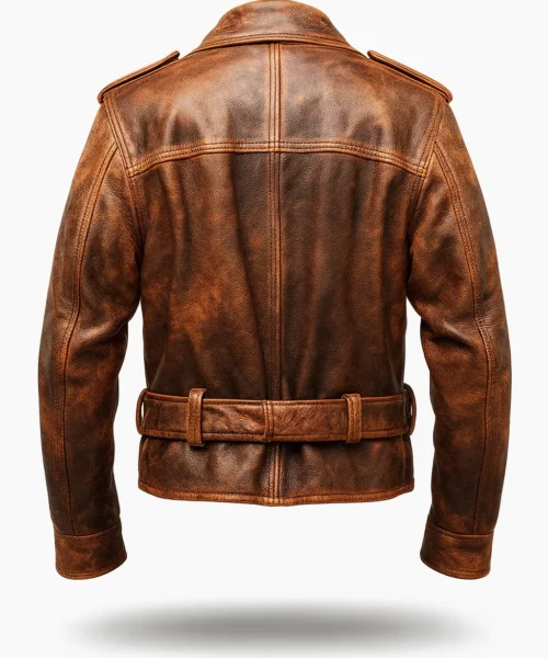 Vintage Distressed Brown Biker Leather Jacket