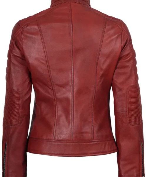 Womens Cafe Racer Austin Red Leather Jacket