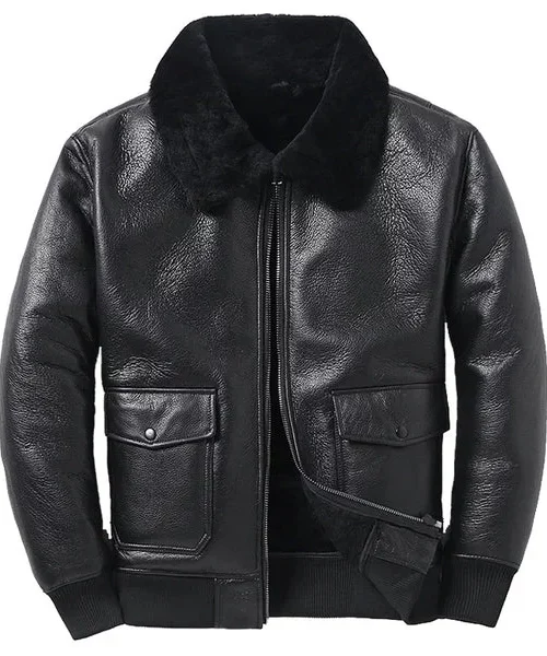 Black B6 Pilot Aviator Shearling Jacket