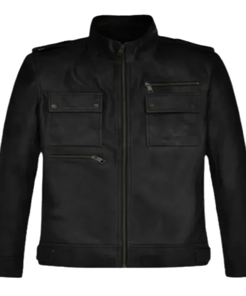 Black Tactical Field Leather Jacket