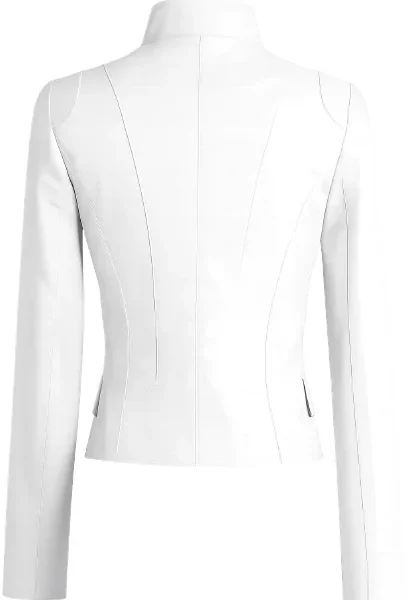 Chouyatou Oblique Slim White Biker Jacket