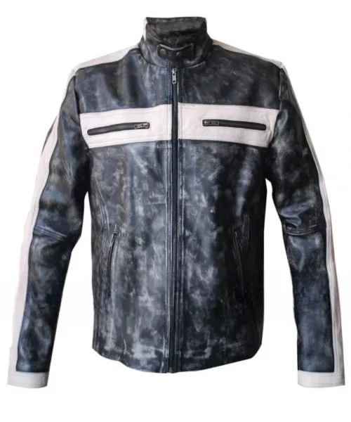 Designer Bomber Biker Grey Leather Jacket