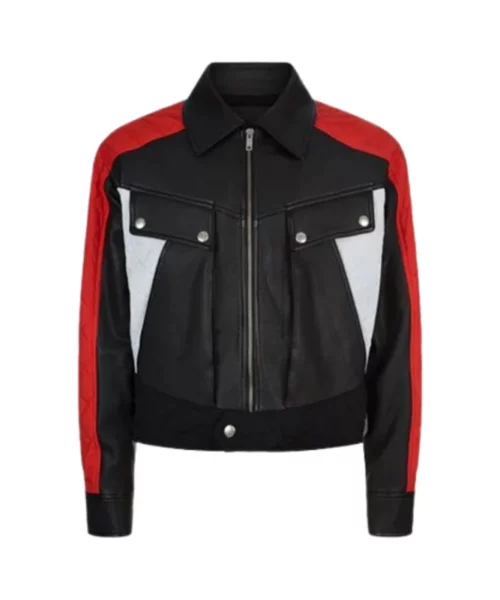 Fashion Block Leather Bomber Jacket