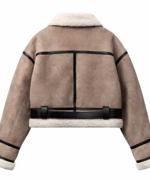 LY VAREY LIN Lapel Fur Khaki Shearling Jacket