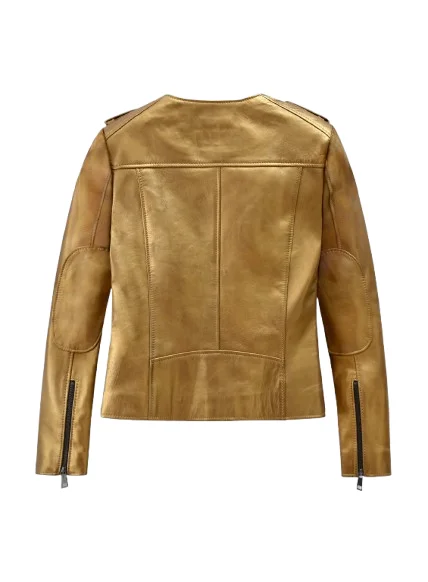 Lizzy Caplan Golden Leather Jacket
