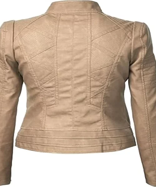 Lock and Love Beige Motorcycle Jacket