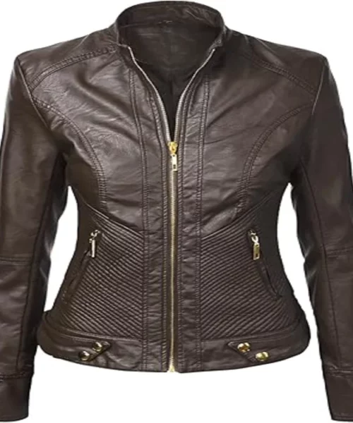 Lock and Love Coffee Leather Moto Jacket