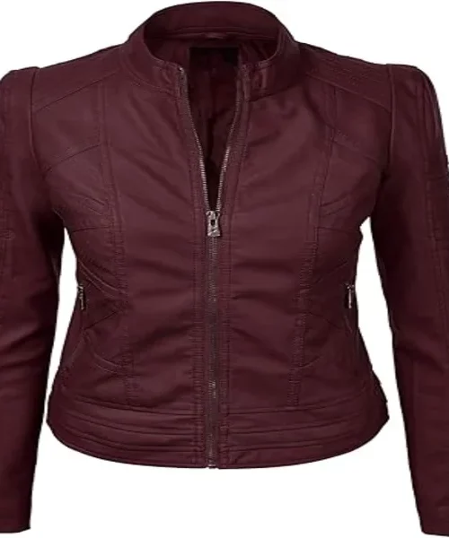 Lock and Love Maroon Motorcycle Jacket