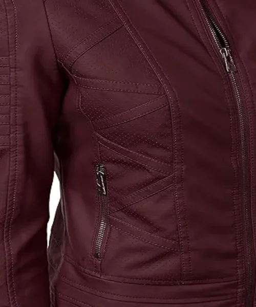 Lock and Love Maroon Motorcycle Jacket