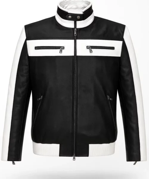 Sebastian Stan White Biker Leather Jacket