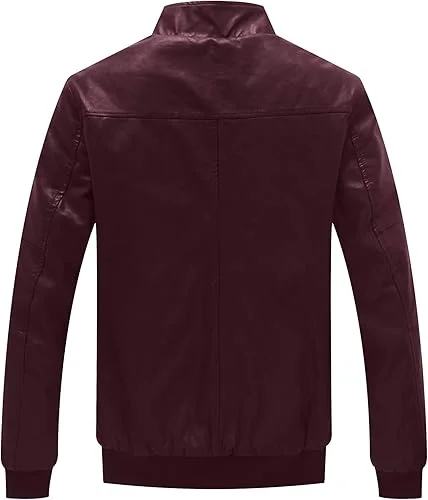 WenVen Stand Collar Burgundy Jacket