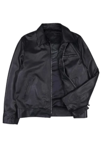Black Biker Lined Leather Jacket