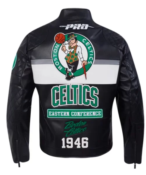 Boston Celtics Moto Leather Jacket